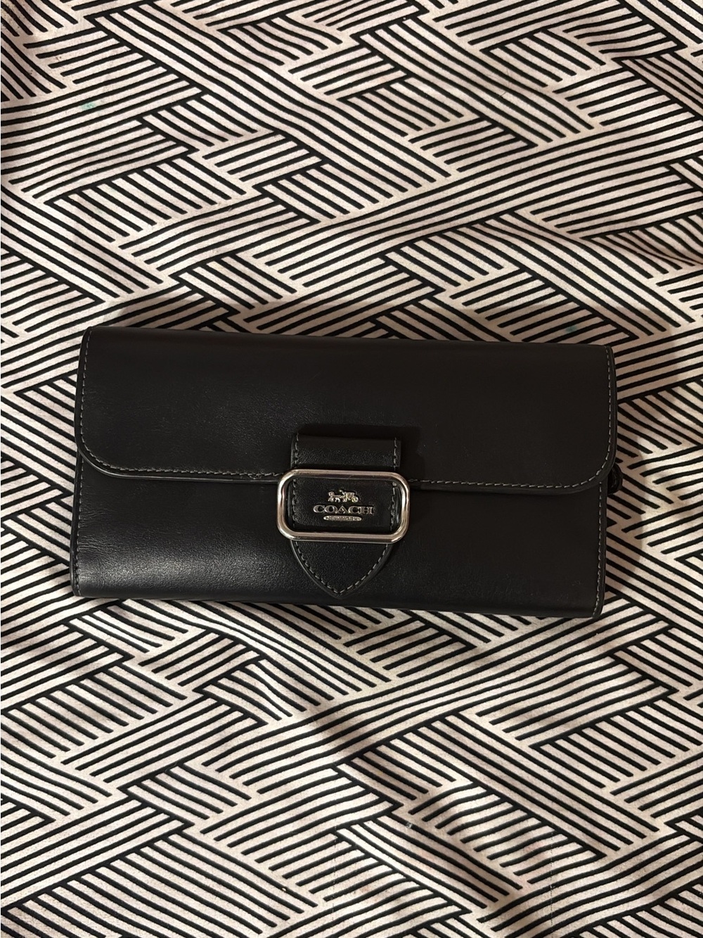 Coach Black Leather Women’s Wallet with Silver-Tone Buckle